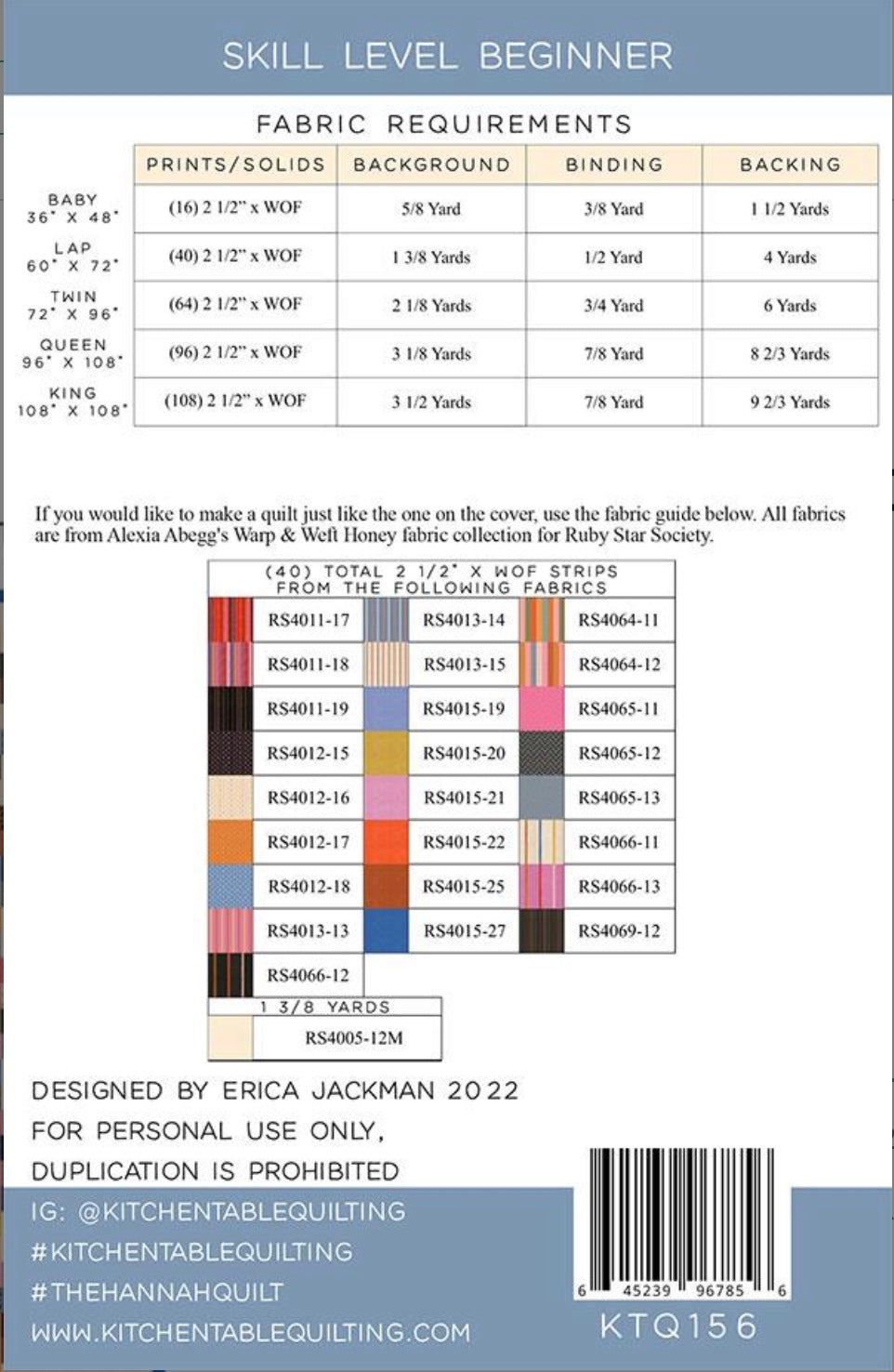 The Hannah Quilt Pattern