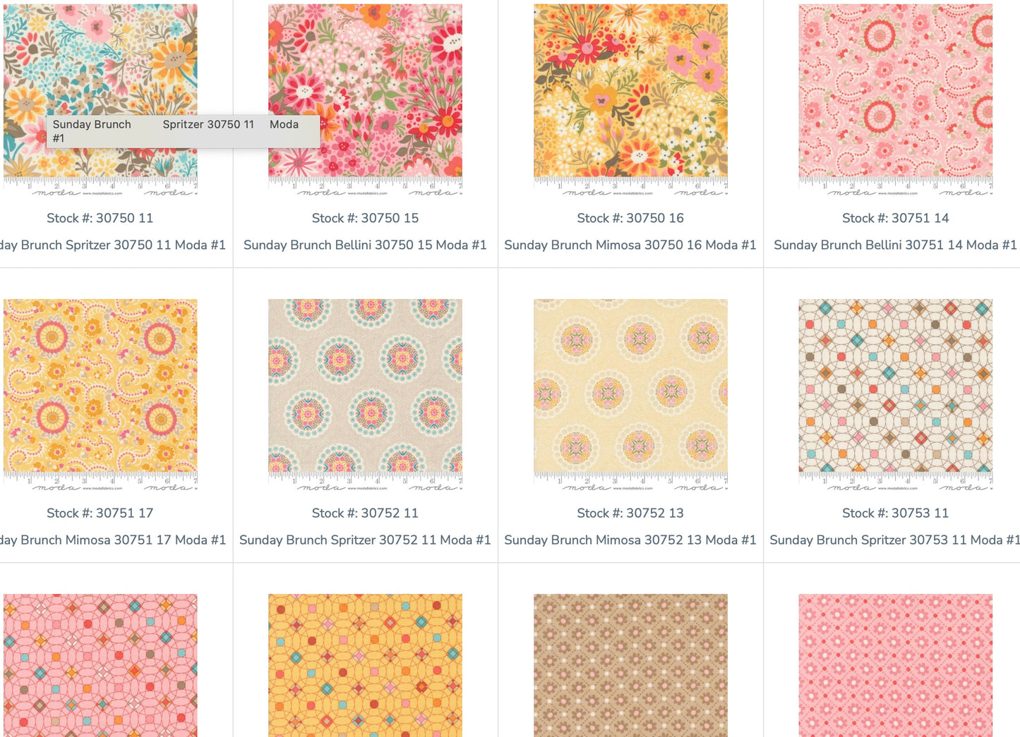 Moda - Sunday Brunch 34 pieces - fat quarter bundle (Copy)