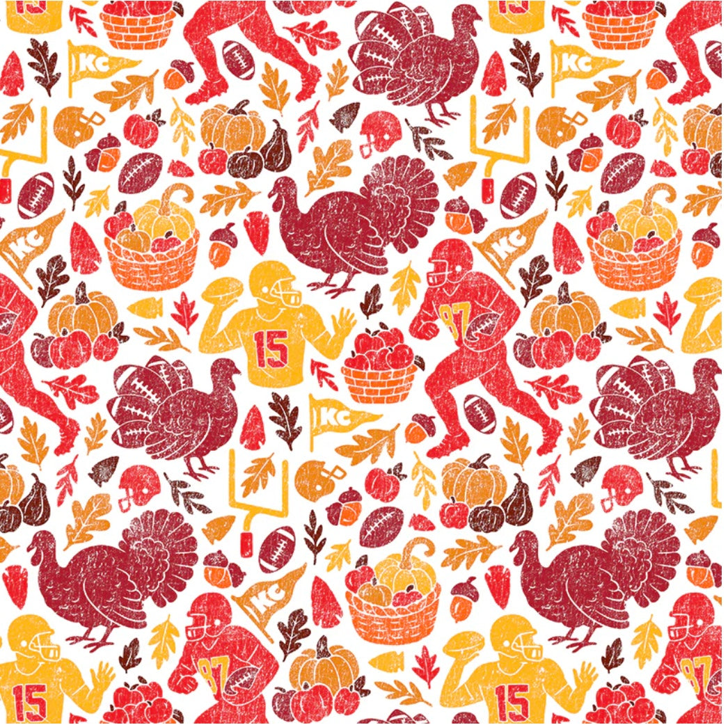 KC Chiefs Fabric- Touchdowns and Turkey