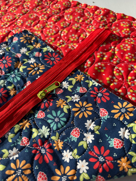 Quilted Fabric Pouch Kit - Raspberry Summer