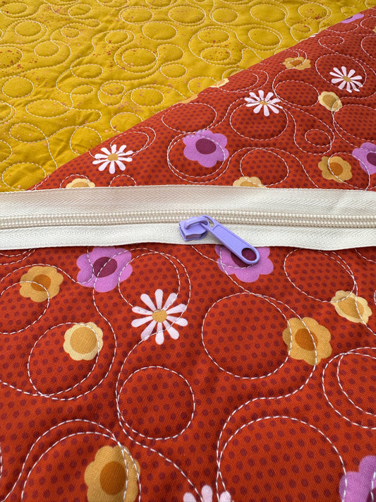 Quilted Fabric Pouch Kit - Lavender/Yellow/White flowers
