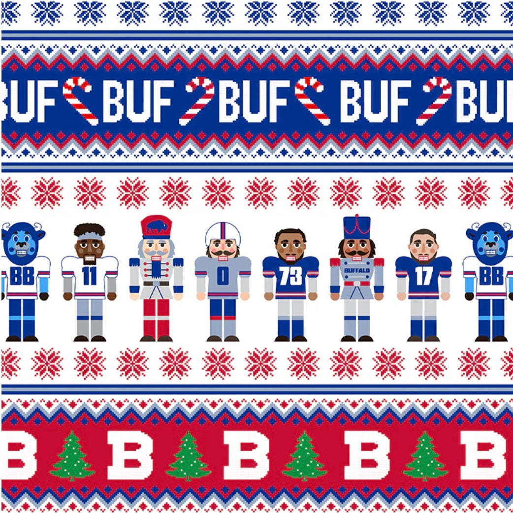Buffalo Bills Fabric- Holiday Blitz Blue