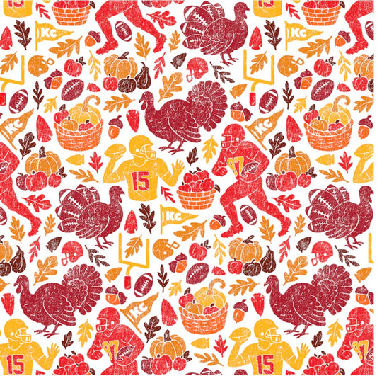 KC Chiefs Fabric- Touchdowns and Turkey